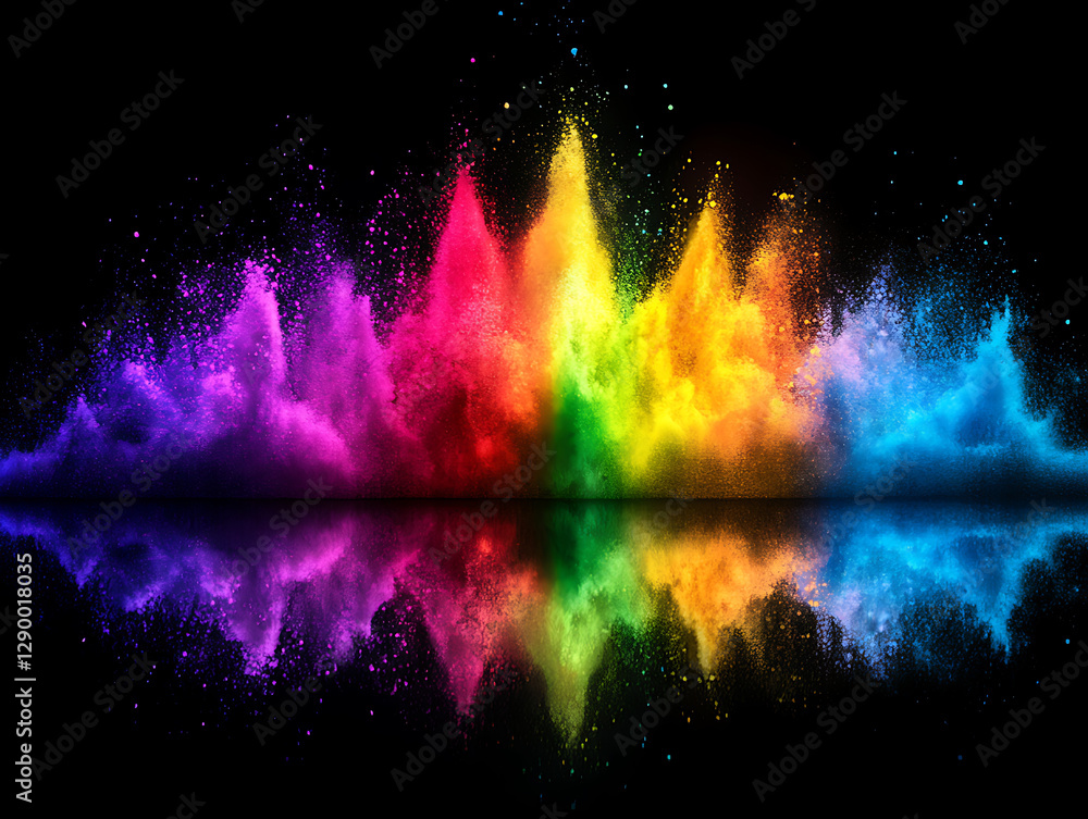 Aufkleber vibrant color explosion abstract art digital creation dark background artistic perspective visual in