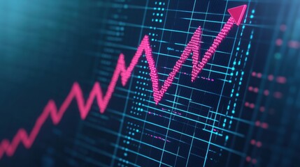Data Visualization of Rising Market Trend with Graphical Elements