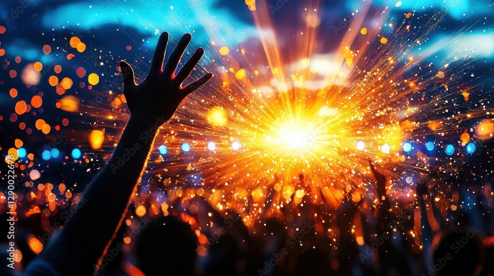 Poster vibrant fireworks explosion illuminating the festive night sky with colorful bursts of energy and ex