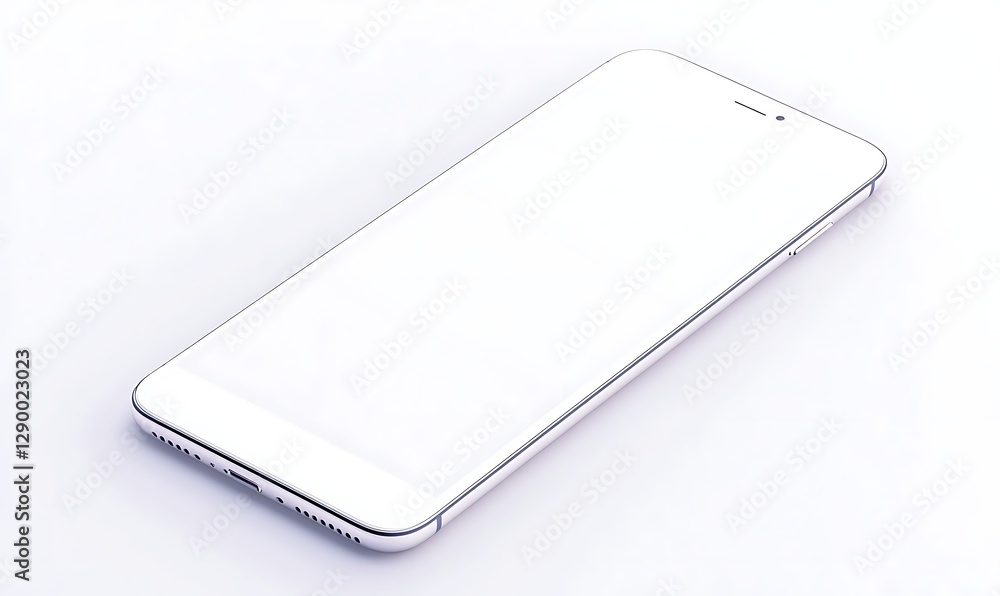 Poster blank smartphone on a white background, emphasizing its sleek design and modern aesthetics.
