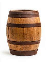 Fototapeta premium Vintage wooden barrel isolated on a clean white background for rustic or artisan themes