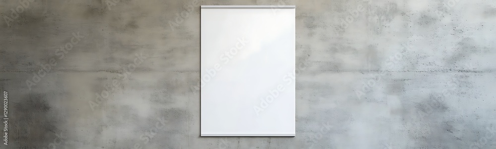 Poster blank canvas on a concrete wall, perfect for displaying art or notes.