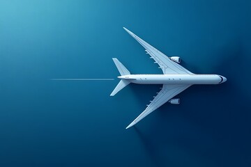 Airplane flying through cloud on blue sky. Airplane aerial view. paper cut and craft style