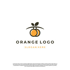 simple orange logo with stem in tree logo icon template