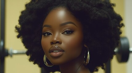 Portrait of a Stunning Black Woman with an Afro
