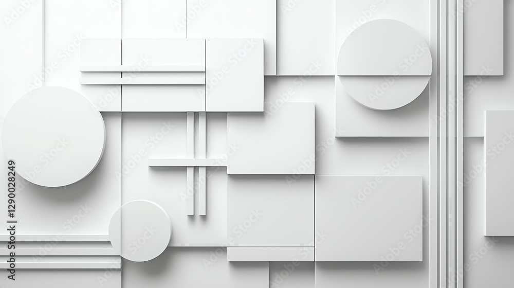 Poster abstract white geometric background with circles and rectangles for modern design elements.