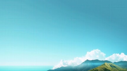 Naklejka premium A beautiful blue sky with a mountain in the background