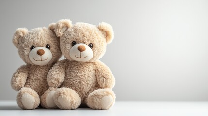 Obraz premium cute teddy bears on white background with copy space retro toned