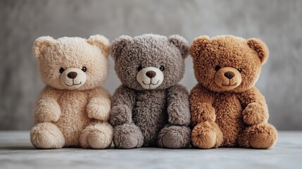 cute teddy bears on white background with copy space retro toned