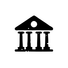 Simple Black Bank Icon on White Background