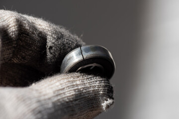 Broken stainless steel bearing.
