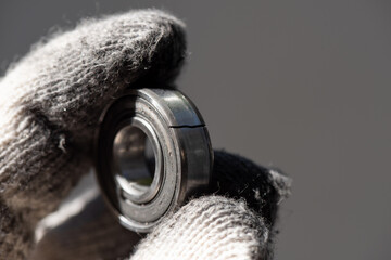 Broken stainless steel bearing.
