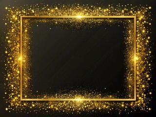 Obraz premium Luxurious abstract wallpaper: gold foil frame, shimmering sparkle border, nocturnal backdrop.