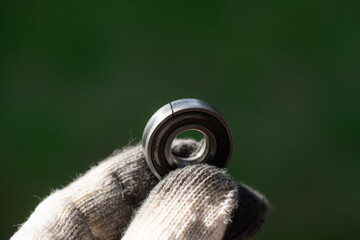 Broken stainless steel bearing.