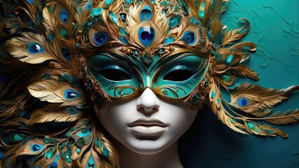 multi-tiered wooden stage set against a dramatic sky with a vibrant rainbow arching above and colorful clouds