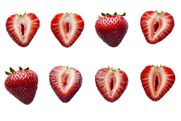 Close up of a strawberry with the top cut off, isolated