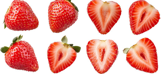 Close up of a strawberry with the top cut off, isolated