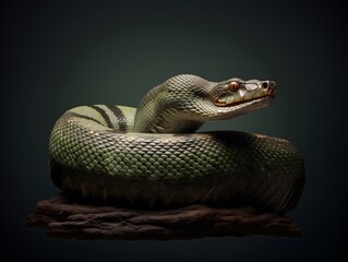 Obraz premium Massive Titanoboa Snake Isolated – Realistic Prehistoric Reptile