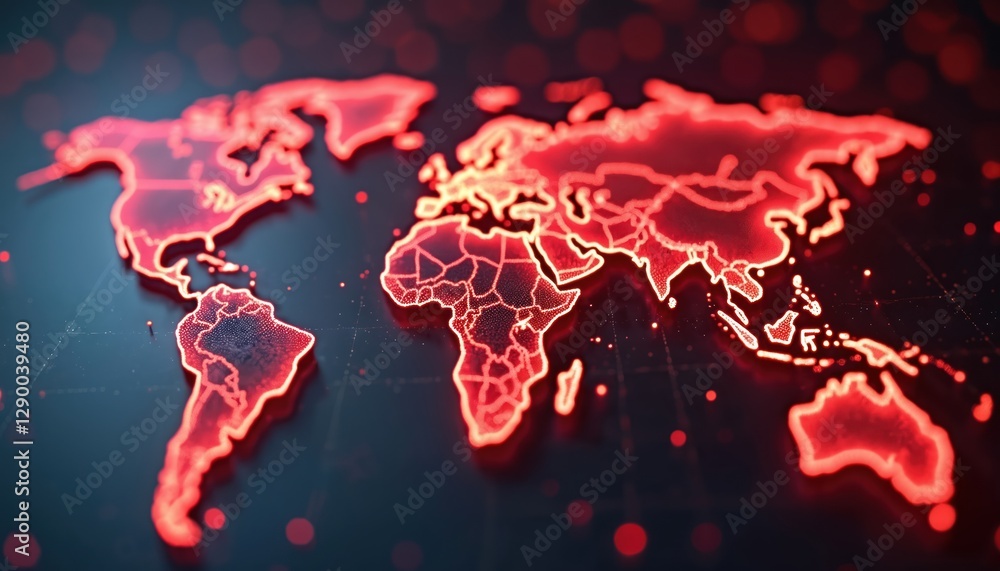 Aufkleber conceptual global network connectivity visualization of international data transfer. earth map with 
