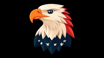 Obraz premium Majestic Eagle Illustration with Red, White, and Blue Colors on Black Background