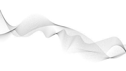 Vector abstract wave black lines on white background template. 