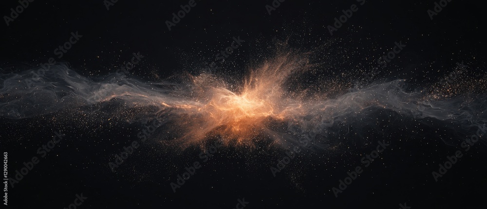 Poster dynamic explosion of colorful nebula in space cosmic art digital illustration dark background abstra