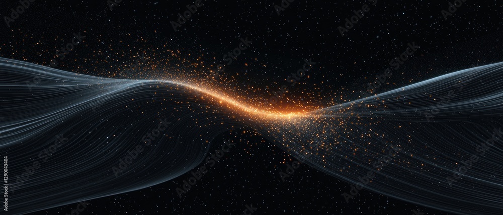Poster ethereal light wave interaction cosmic space digital art abstract environment close-up view energy c