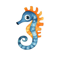 Fototapeta premium Watercolor illustration of a seahorse on a white bakground
