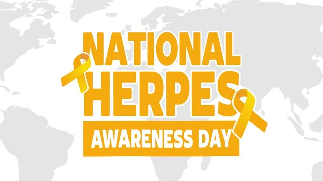 herpes awareness day celebration with yellow ribbon
