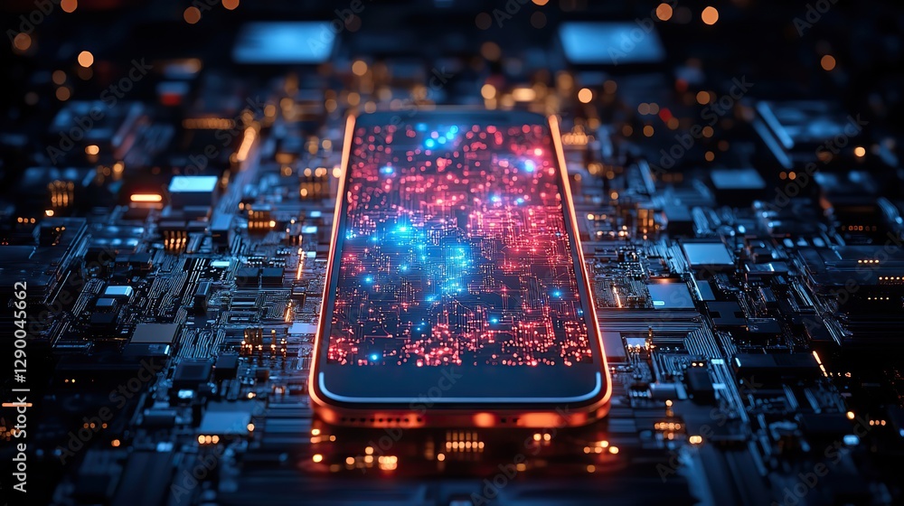 Aufkleber elegant blueprint of smartphone on circuit board with intricate details and lines symbolizing technical precision timeless design modern minimalism