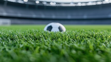 Soccer ball on a stadium field