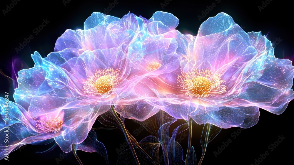 Aufkleber mesmerizing fractal floral abstraction with iridescent ethereal tones a captivating digital art imag