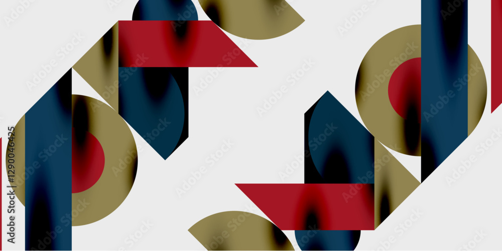 Poster modern abstract background featuring circles, lines, and triangles in a dynamic geometric compositio