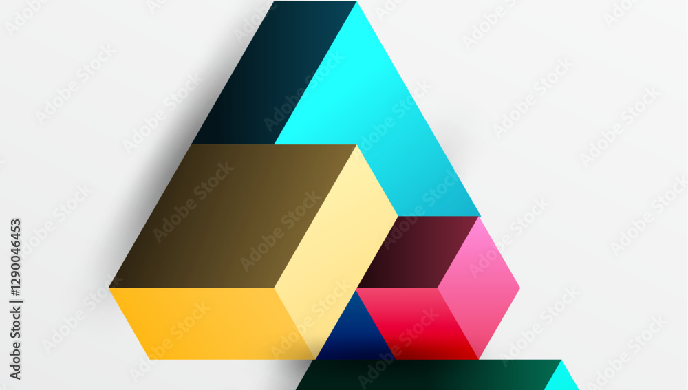 Poster Sleek abstract design featuring isometric 3D blocks in a clean, modern composition. Perfect for tech-inspired themes, with vibrant colors and geometric precision