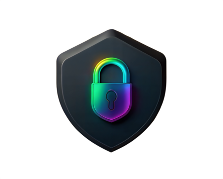 A colorful lock icon symbolizing security and protection against cyber threats, isolated on a white background, representing digital safety and encryption.