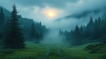 foggy morning in the mountains