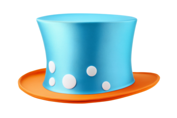 Blue hat with orange trim and white dots on it, isolated