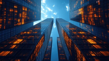 Urban Skyscrapers at Night