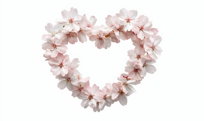 Obraz premium Heart Shaped Arrangement of Delicate Pink Cherry Blossom Flowers
