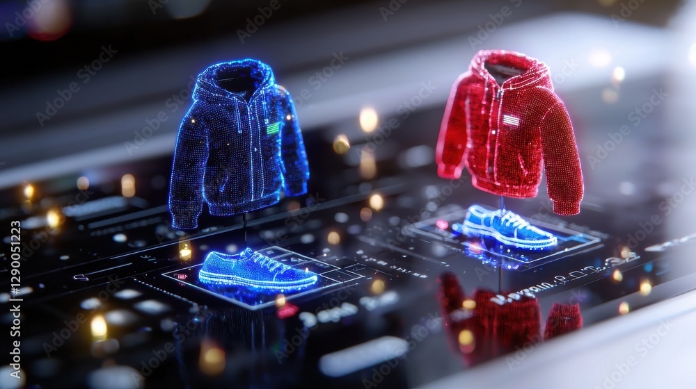 Poster futuristic neon lighting interface with vibrant digital circuits sensors and data displays showcasin