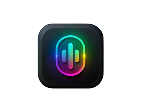 A vibrant, iridescent IoT sensor icon with a glowing design, isolated on a white background, symbolizing modern technology, innovation, and smart devices.