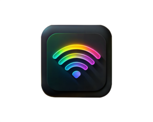 A colorful contactless payment icon featuring a Wi-Fi symbol, isolated on a white background, representing wireless payment systems.