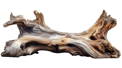 Fototapeta premium large piece of driftwood or weathered wood. showcasing intricate textures and natural patterns the wood appears to be sculptural. with a smooth. polished surface and twisted forms. making it suitable