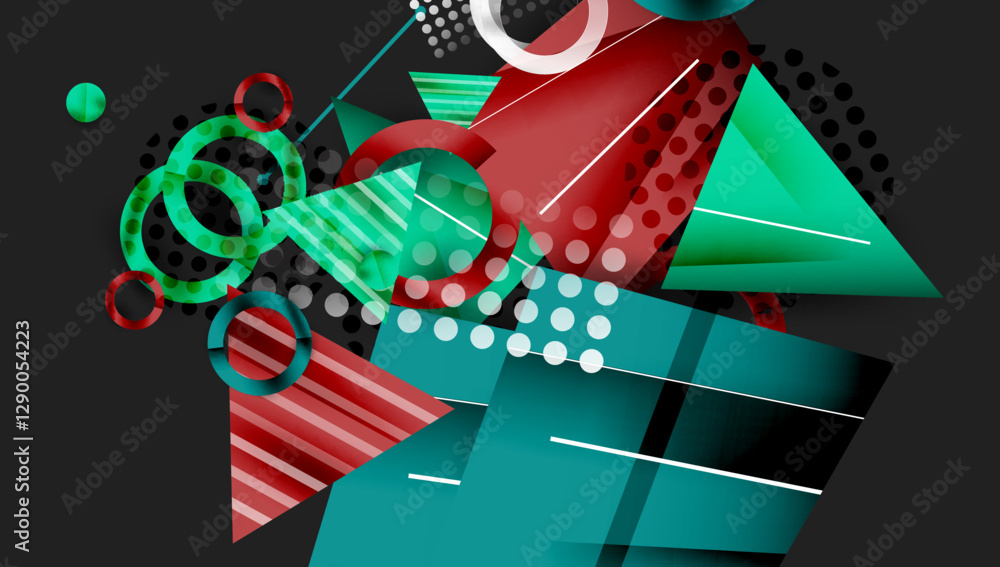 Poster creative triangles and circles composition