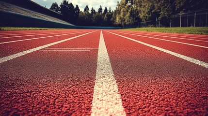 Running track lanes perspective view.
