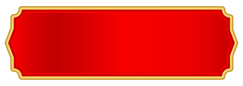 red gold label for banner, red luxury golden frame, red name plate