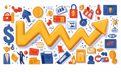 Obraz premium Colorful Illustration of Business Growth and Financial Success Concepts