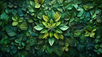 vibrant tapestry of lush green leaves creates stunning natural backdrop, showcasing various shades and textures that evoke sense of tranquility and harmony