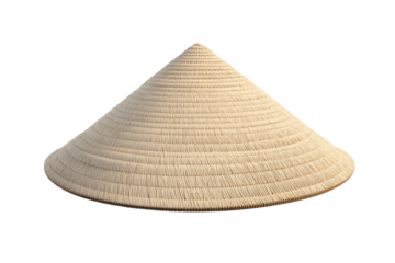 Tan straw hat with a pointed top, isolated