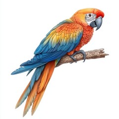 Obraz premium Vibrant Scarlet Macaw Illustration on White Background